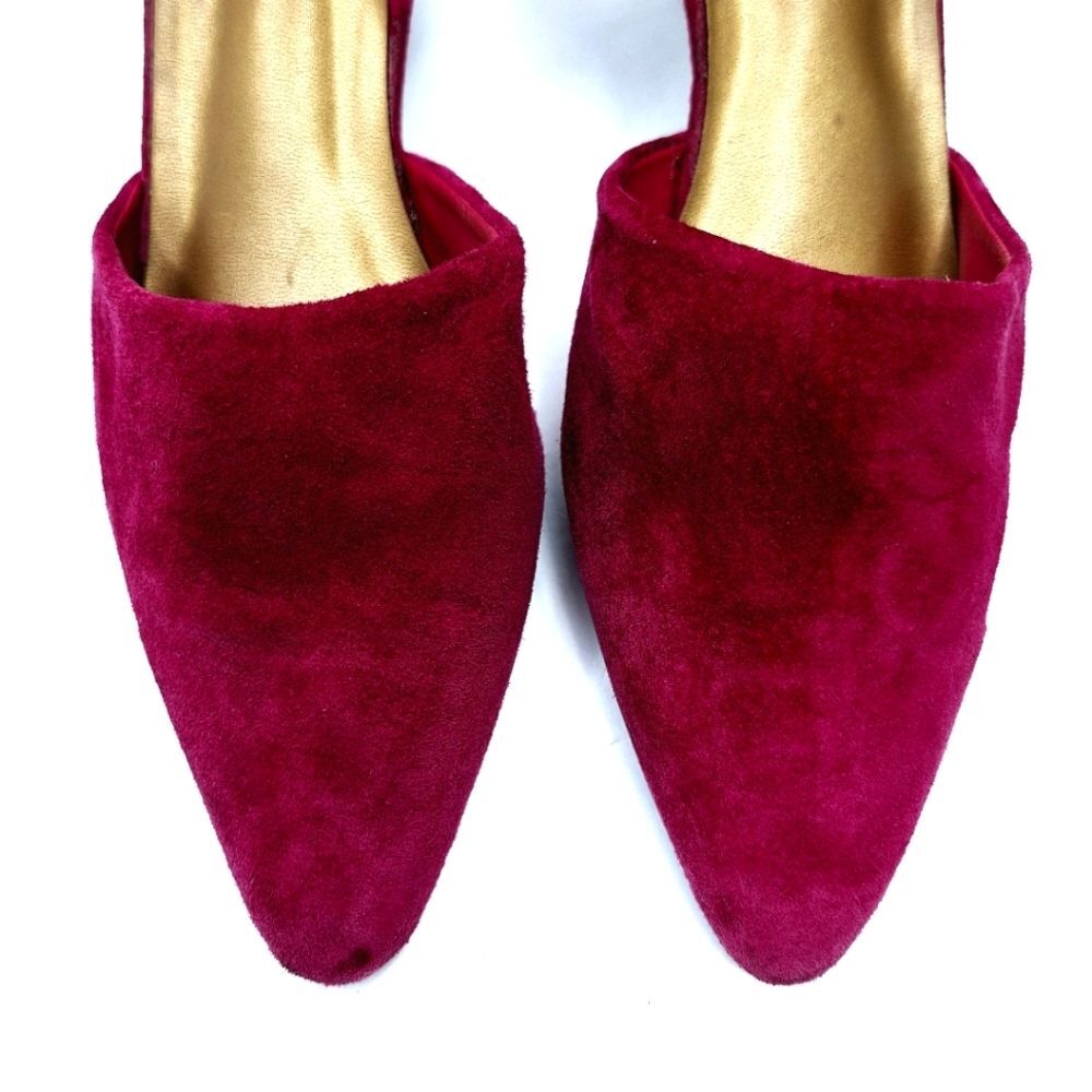 VTG Rush Hour Hot Pink Fuchsia Magenta Suede Strappy Slingback 3" Heels Sz 10 - Picture 2 of 7